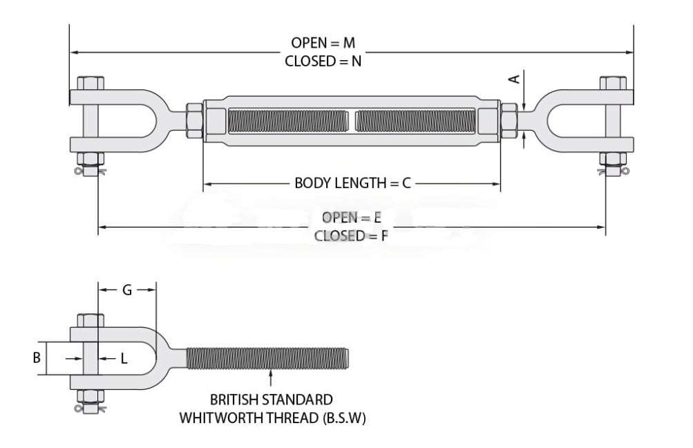 Rated Turnbuckle (Jaw/Jaw) - All About Lifting & Safety